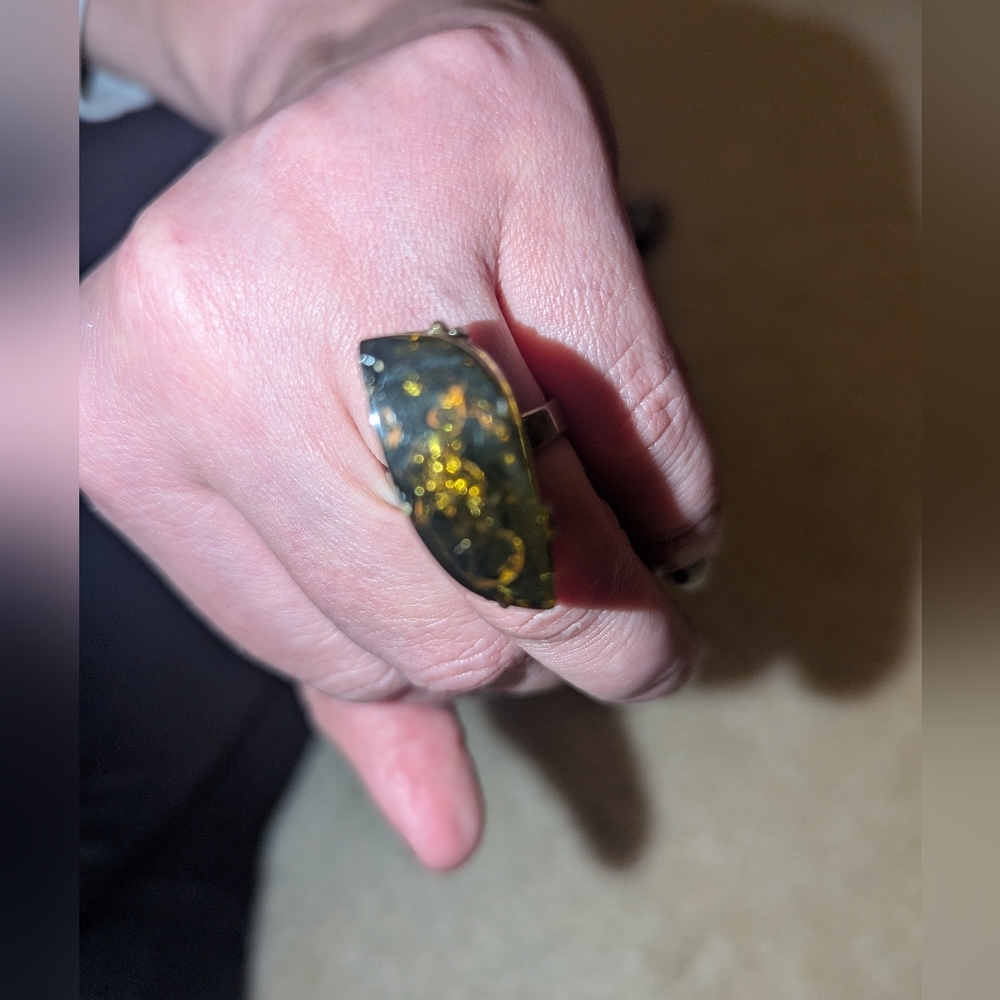 Amber silver ring adjustable aize - Picture 7 of 8